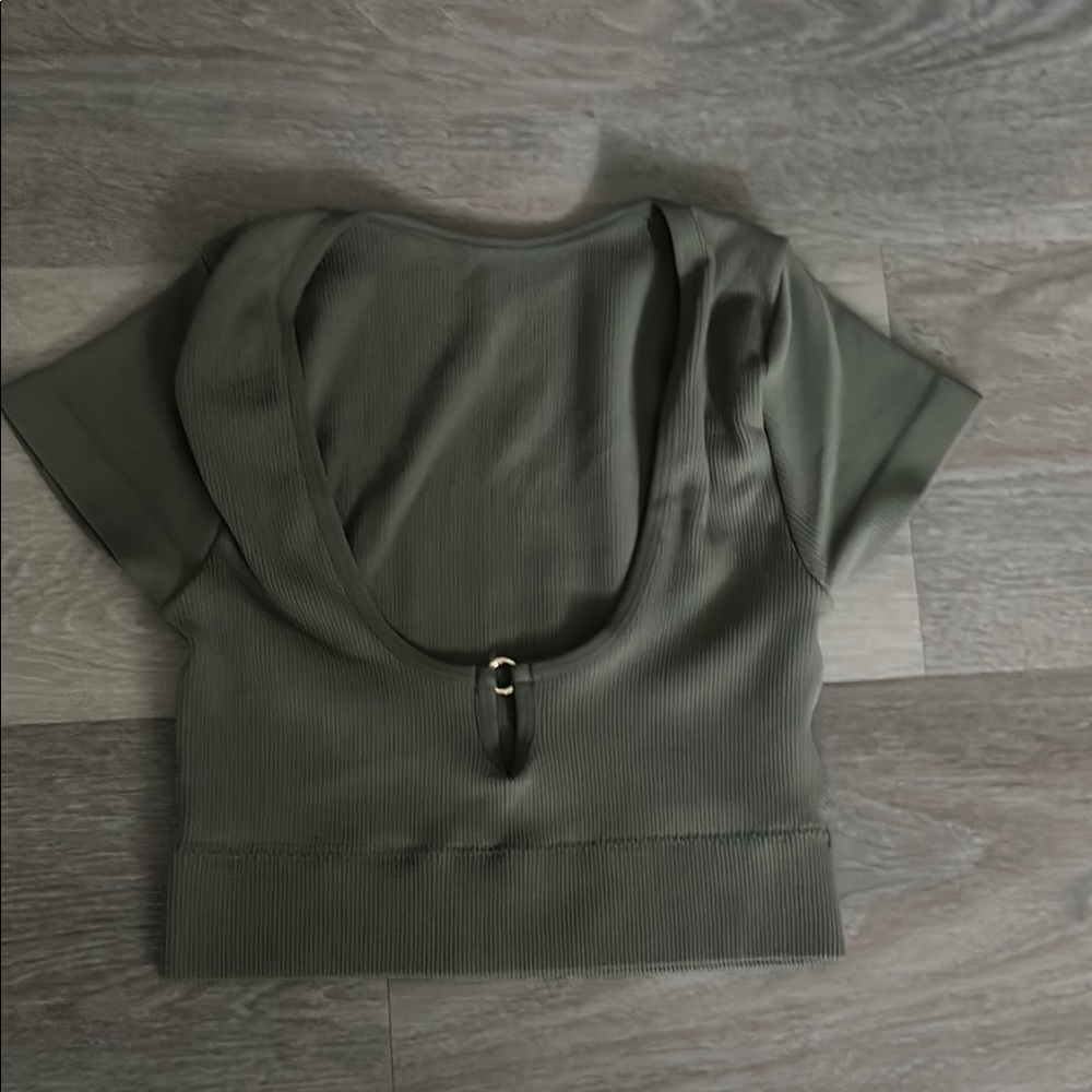 Olive Green Ribbed Women's Crop Top